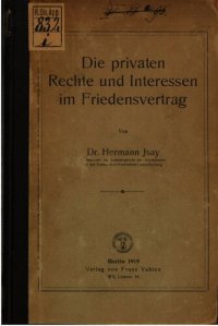 cover of the book Die privaten Rechte und Interessen im Friedensvertrag