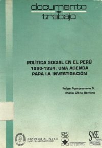 cover of the book Política social en el Perú 1990-1994: una agenda para la investigación