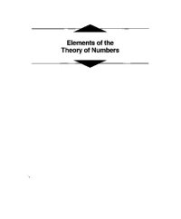 cover of the book Elements of the Theory of Numbers