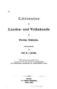 cover of the book Literatur der Landes- und Volkskunde der Provinz Schlesien