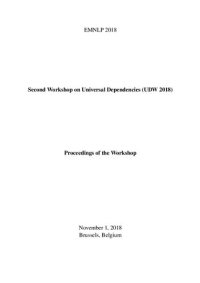 cover of the book Second Workshop on Universal Dependencies (UDW 2018). Proceedings of the Workshop