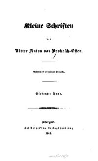 cover of the book Kleine Schriften von Ritter Anton von Prokesch-Osten / Krieg des Vizekönigs von Ägypten Mohammed Alis gegen den Sultan in den Jahren 1831-1833