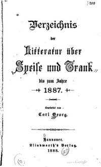 cover of the book Verzeichnis der Literatur über Speise und Trank bis zum Jahre 1887