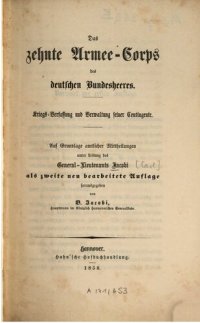 cover of the book Das Zehnte Armee-Korps des deutschen Bundesheeres : Kriegsverfassung und Verwaltung seiner Kontingente