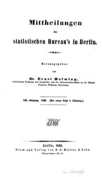 cover of the book Mitteilungen des Statistischen Bureau's [Büros] in Berlin