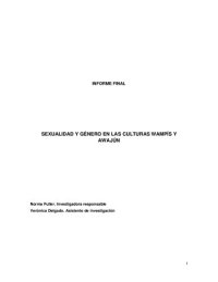 cover of the book Sexualidad y género en las culturas wampís y awajún (Shíbaro/ Aents). Informe final