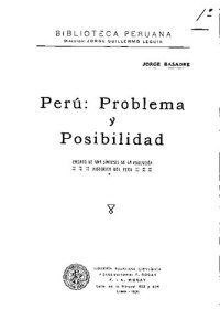 cover of the book Perú: problema y posibilidad. Ensayo de una síntesis de la evolución histórica del Perú