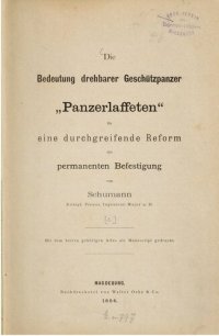 cover of the book Die Bedeutung drehbarer Geschützpanzer "Panzerlafetten" für eine durchgreifende Reform der permanenten Befestigung