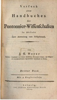 cover of the book Versuch eines Handbuches der Pontonnier-Wissenschaften in Absicht ihrer Anwendung zum Feldgebrauch