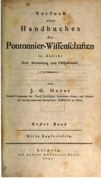 cover of the book Versuch eines Handbuches der Pontonnier-Wissenschaften in Absicht ihrer Anwendung zum Feldgebrauch