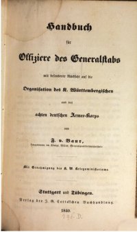 cover of the book Handbuch für Offiziere des Generalstabs mit besonderer Rücksicht auf die Organisation des K. Württembergischen und des Achten Deutschen Armeekorps