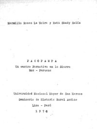 cover of the book Pacopampa (Chota, Cajamarca). Un centro Formativo en la sierra nor-peruana