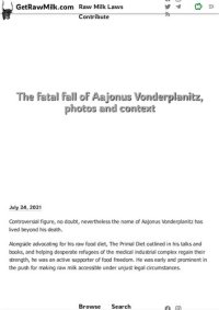 cover of the book Aajonus Vonderplanitz : Obituary to Father of Raw Food movement