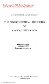 cover of the book The physicochemical principles of igneous petrology.