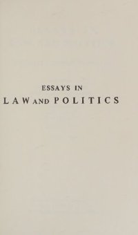 cover of the book Essays in Law and Politics