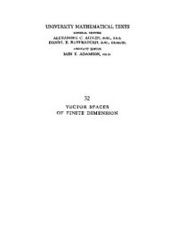 cover of the book Vector Spaces of Finite Dimension