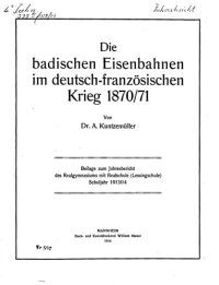 cover of the book Die badischen Eisenbahnen im Deutsch-Französischen Krieg 1870/71