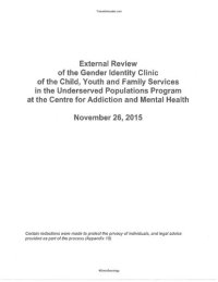 cover of the book External Review of the Gender Identity Clinic of the Child, Youth and Family Services in the Underserved Populations Program at the Centre for Addiction and Mental Health