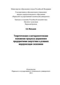 cover of the book Теоретические и методологические положения процесса управления предприятиями энергетики в условиях модернизации экономики: [монография]