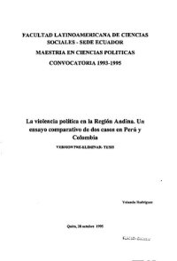 cover of the book La violencia política en la Región Andina. Un ensayo comparativo de dos casos en Perú (Puno) y Colombia (Cauca)