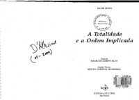 cover of the book A totalidade e a ordem implicada