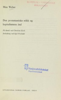 cover of the book Den protestantiske etikk og kapitalismens ånd