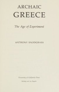 cover of the book Archaic Greece: the age of experiment