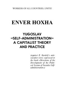 cover of the book Yugoslav «Self-Administration» A Capitalist Theory and Practice