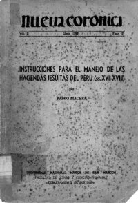 cover of the book Instrucciones para el manejo de las haciendas jesuitas del Perú (ss. XVII-XVIII)