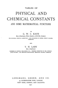 cover of the book Tables of physical and chemical constants and some mathematical functions