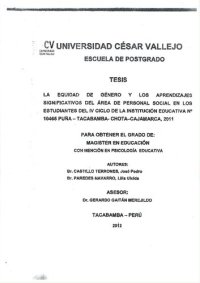 cover of the book La equidad de género y los aprendizajes significativos del área de Personal Social en los estudiantes del IV ciclo de la Institución Educativa N° 10465 Puña - Tacabamba - Chota - Cajamarca, 2011 [NO CITAR, CONTIENE MATERIAL PLAGIADO]