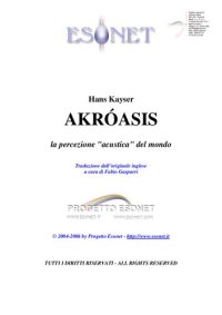 cover of the book Akroasis: La percezione acustica del mondo