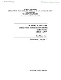 cover of the book De Rosa y espinas: creación de mentalidades criollas en los Andes (1600-1630)