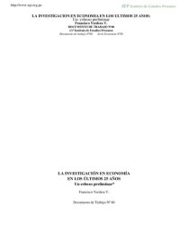 cover of the book La investigación en economía en el Perú en los últimos 25 años. Un esbozo preliminar