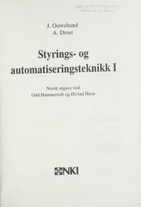 cover of the book Styrings- og automatiseringsteknikk. 1