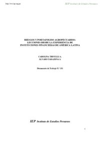 cover of the book Riesgos y portafolios agropecuarios: lecciones desde la experiencia de instituciones financieras de América Latina