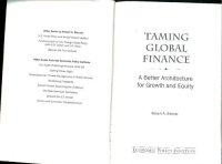 cover of the book Taming global finance: a better architecture for growth and equity