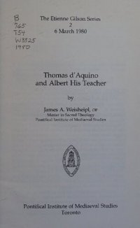 cover of the book Thomas d'Aquino and Albert His Teacher