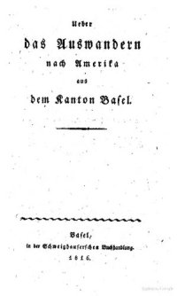 cover of the book Über das Auswandern nach Amerika aus dem Kanton Basel