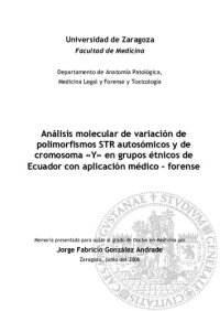 cover of the book Análisis molecular de variación de polimorfismos STR autosómicos y de cromosomas "Y" en grupos étnicos de Ecuador con aplicación médico-forense