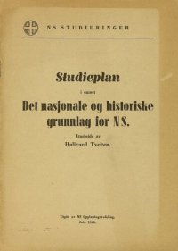 cover of the book Studieplan i emnet. Det nasjonale og historiske grunnlag for NS