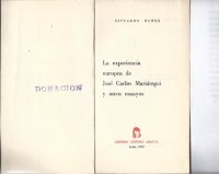 cover of the book La experiencia europea de José Carlos Mariátegui y otros ensayos