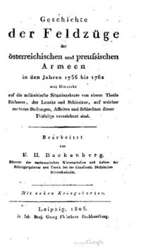 cover of the book Geschichte der Feldzüge der österreichischen und preußischen Armeen in den Jahren 1756 bis 1762