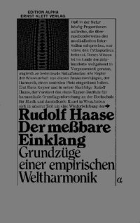 cover of the book Der messbare Einklang: Grundzüge einer empirischen Weltharmonik