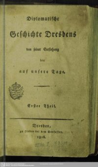 cover of the book Diplomatische Geschichte Dresdens von seiner Entstehung bis auf unsere Tage