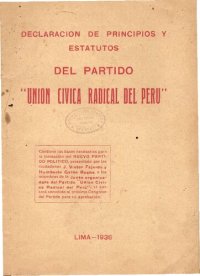 cover of the book Declaración de principios y estatutos del Partido "Unión Cívica Radical del Perú"