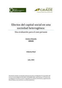 cover of the book Efectos del capital social en una sociedad heterogénea: Una evaluación para el caso peruano