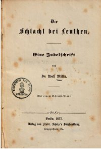 cover of the book Die Schlacht bei Leuthen : Eine Jubelschrift