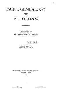 cover of the book Paine genealogy and allied lines : ancestors of William Alfred Paine