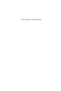 cover of the book Matters of Testimony: Interpreting the Scrolls of Auschwitz